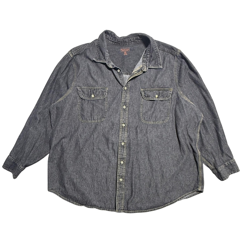 Boulder Creek Shirt Mens 3XL Big Black Denim Button Up‎ Long Sleeve Two Pockets